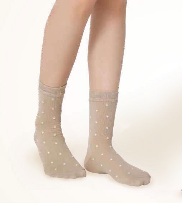 Lady's Polka Dot Socks — Pale Brown